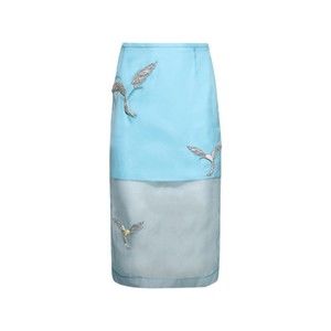 David Koma Hummingbird Embroidered Organza Midi Skirt - NWT
